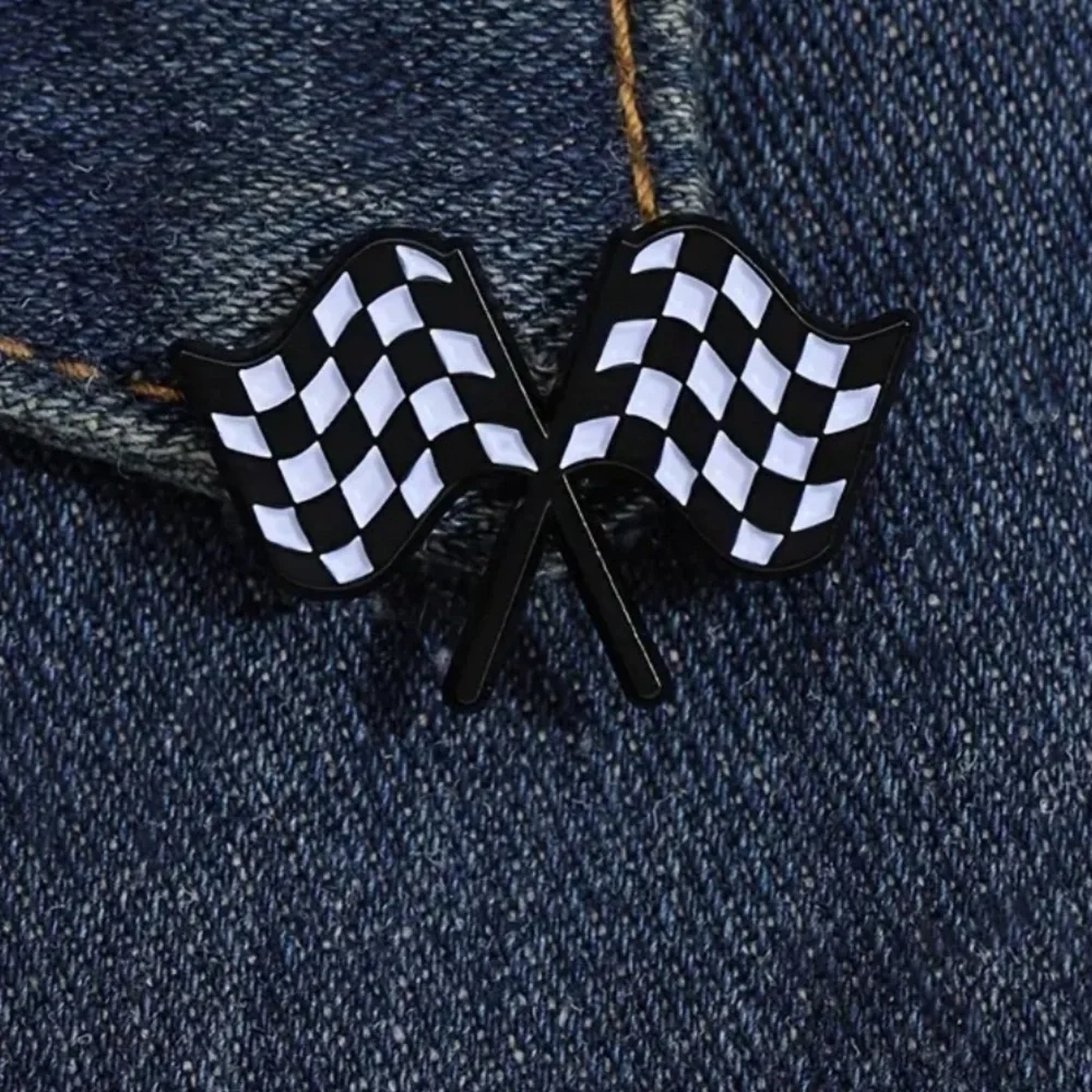 3/$25 Checkered Flags Pin Badge Brooch Unisex Racing Finish Line Flags